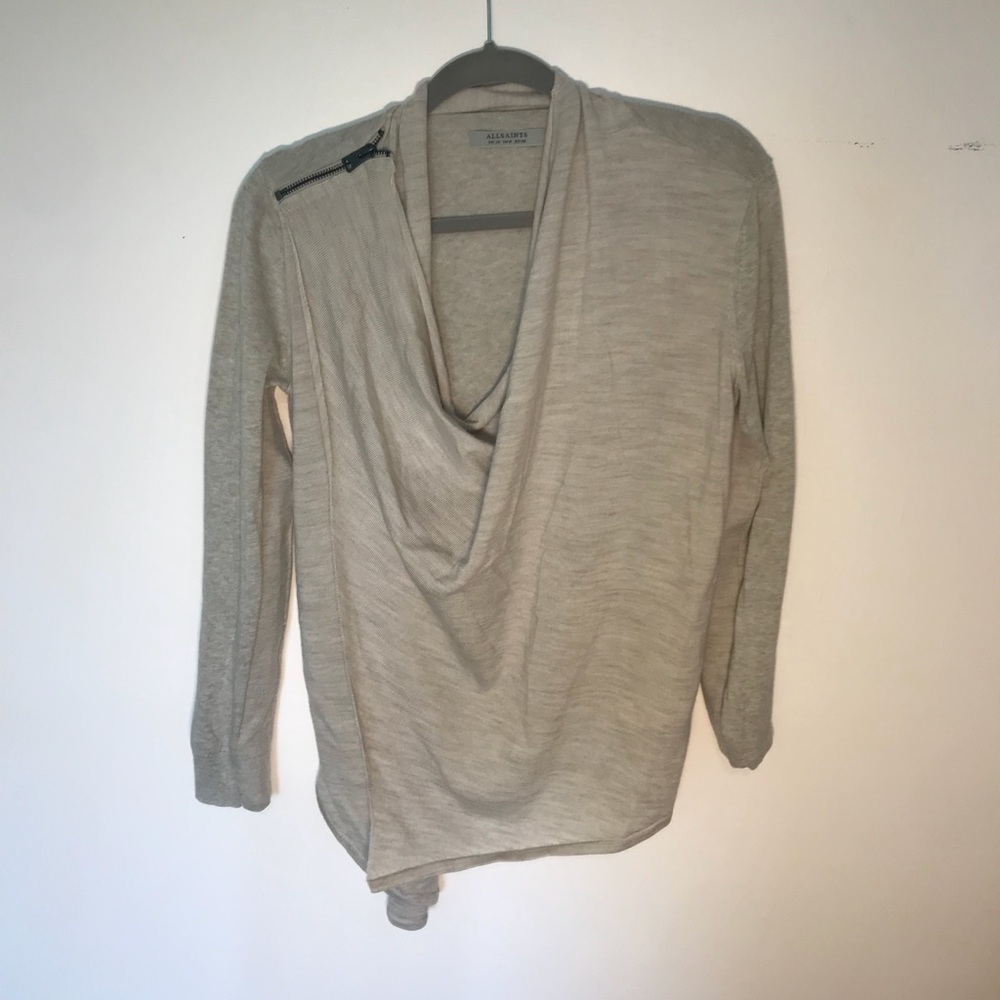 All Saints off White Drape front shrug Sweater